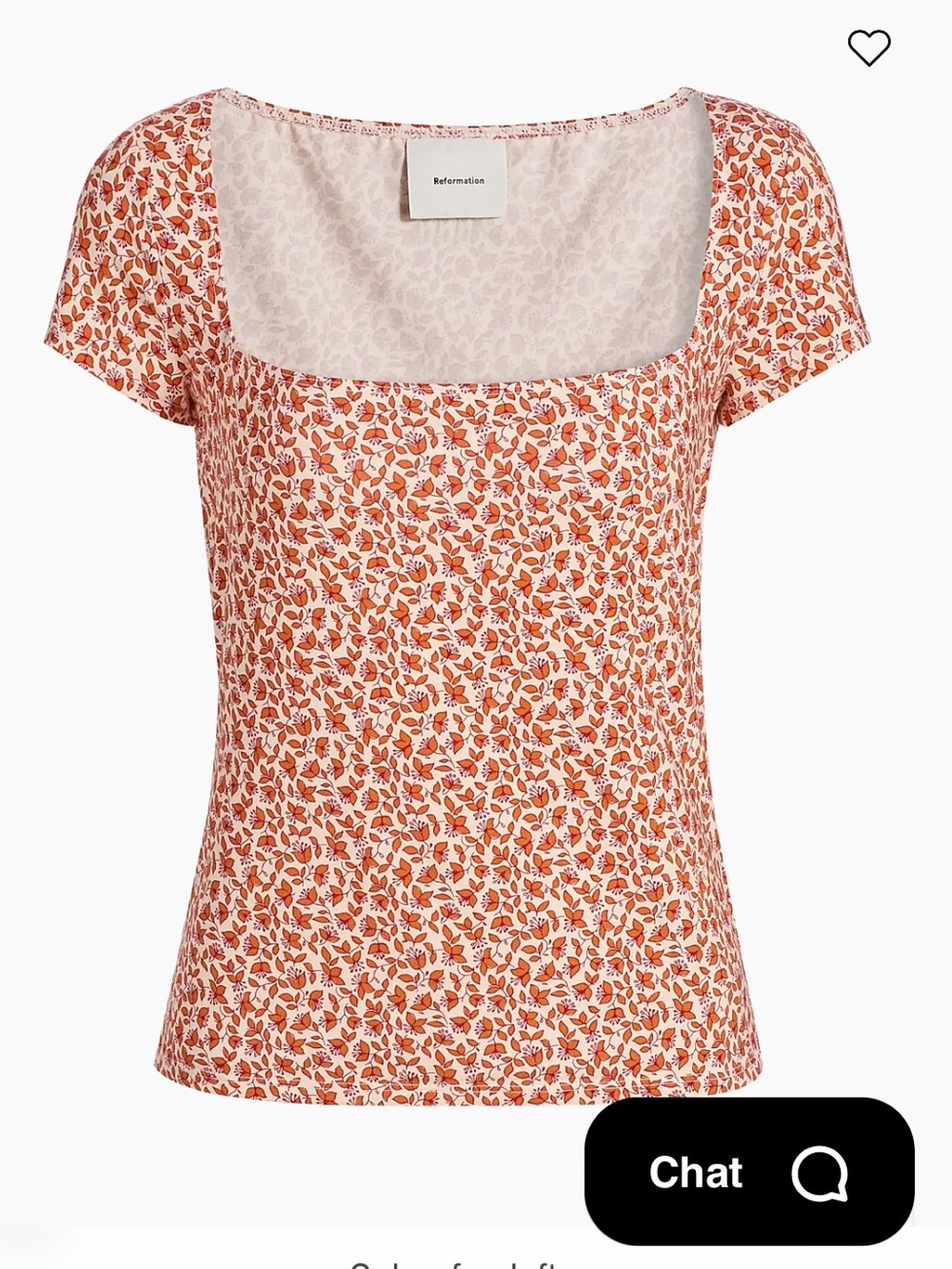 Reformation Bardot Orange & Cream Floral Square-Neck Tee